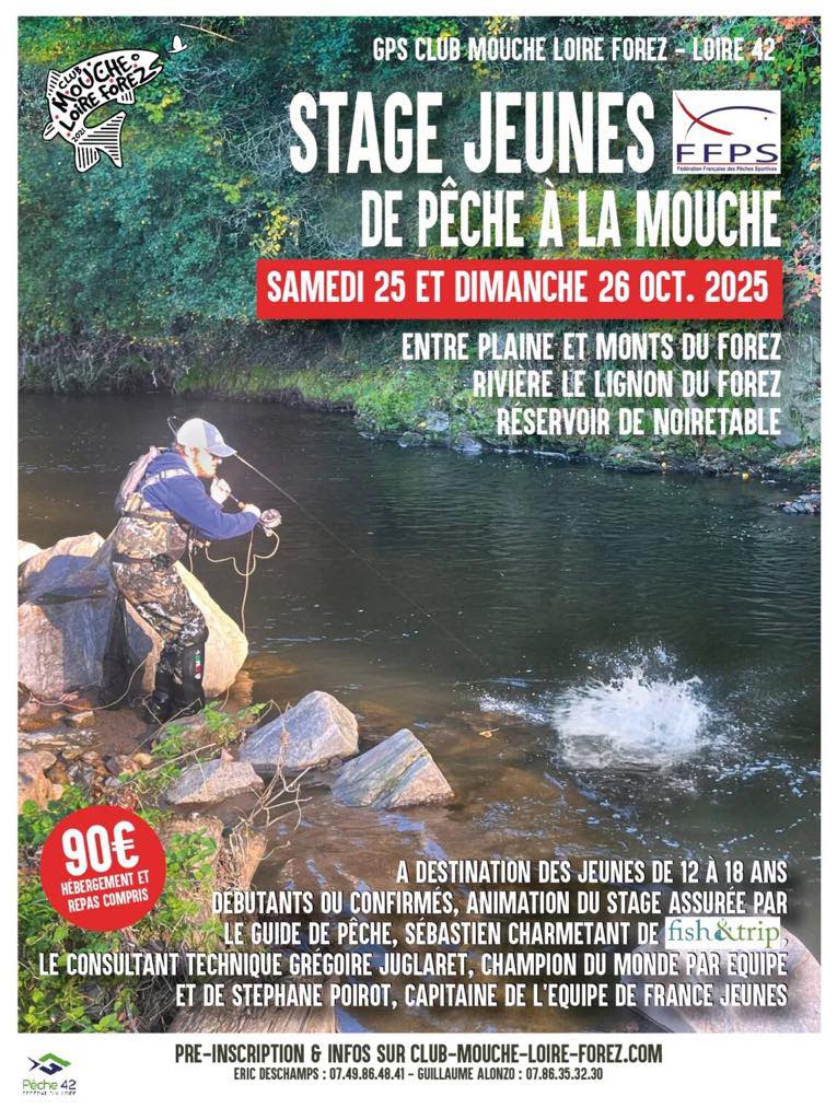 affiche stage jeunes peche à la mouche club mouche loire forez